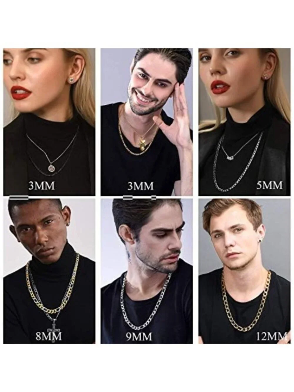 Stylish Stainless Steel Rope & Figaro Chain Necklace Bracelet Set for Men
